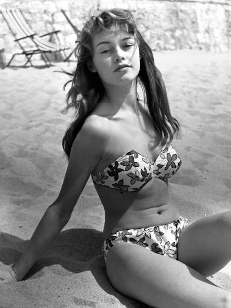 A brunette Brigitte Bardot in Cannes, 1953