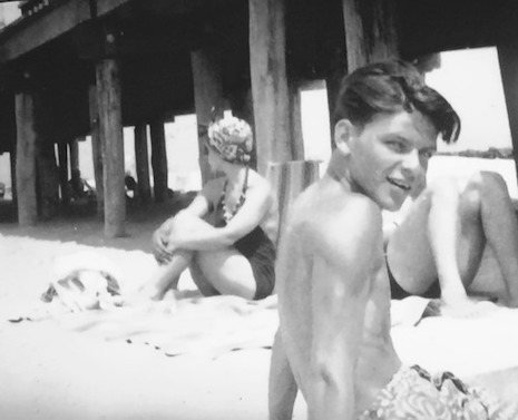 A young Frank Sinatra on the beach in New Jersey