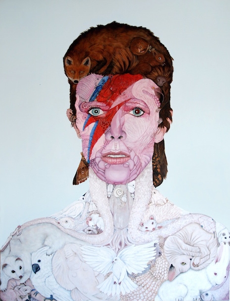 Aladdin Sane portrait made from images of animals