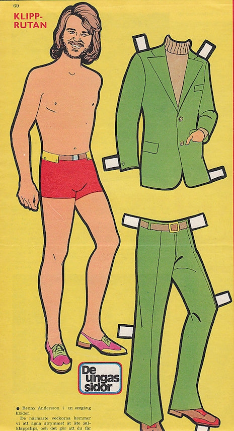 Benny Andersson of ABBA vintage Swedish paper doll (1970)