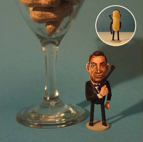 Sean Connery as James Bond peanut art
