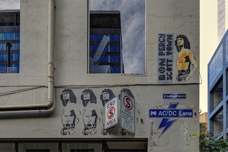 Bon Scott street art on AC/DC Lane in Melbourne, Australia