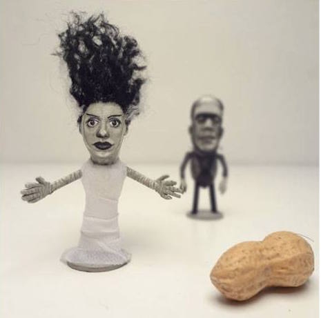 Bride and Frankenstein peanut art