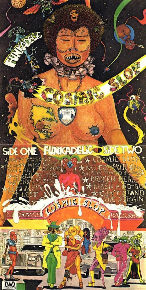 Gatefold view of Funkadelic's 1973 album, Cosmic Slop by Pedro Bell