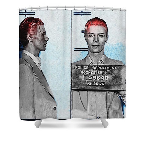 David Bowie mug-shot shower curtain
