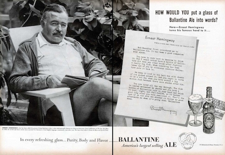 Ernest Hemingway for Ballantine Ale