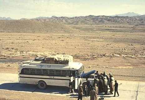 hippie bus in desert