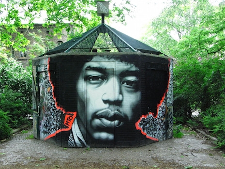 Jimi Hendrix street art by MTO