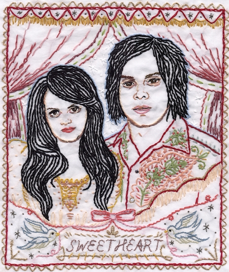 Meg and Jack White of the White Stripes embroidery