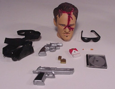 Mr. Brown's accessories including his head with a bullet hole in it