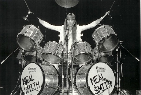 Neal Smith's mirrored drum kit used during the