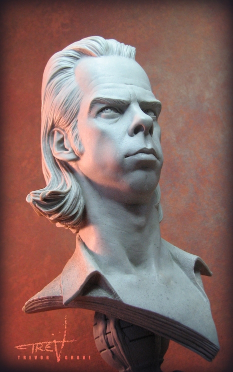 Nick Cave bust sculpture side view