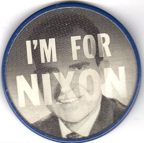 Nixon campaign flicker/flasher pin, late 1960s