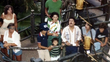 The Escobars walking through the Swiss Family Treehouse in Adventureland