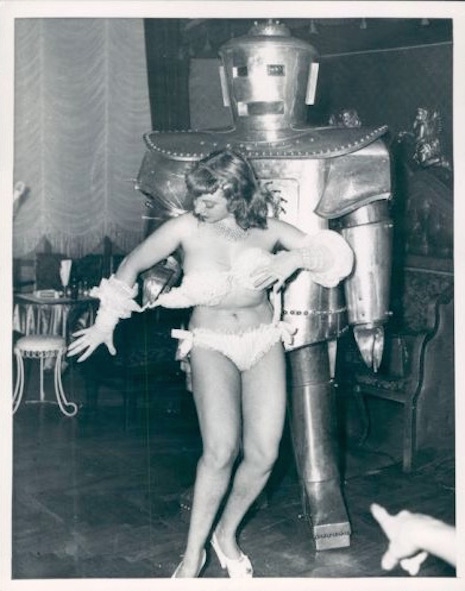 Robot and a stripper, 1950s