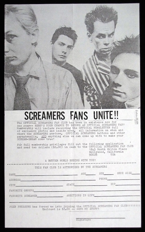 Screamers fan club application