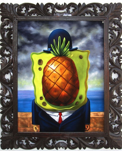 Spongebob's riff on the painting by René Magritte