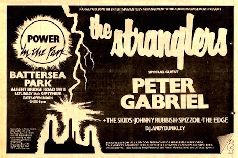 Showbill for The Stranglers at Battlesea Park, August 16, 1978