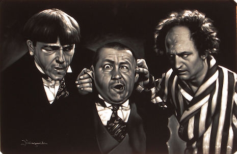 The Three Stooges velvet painting