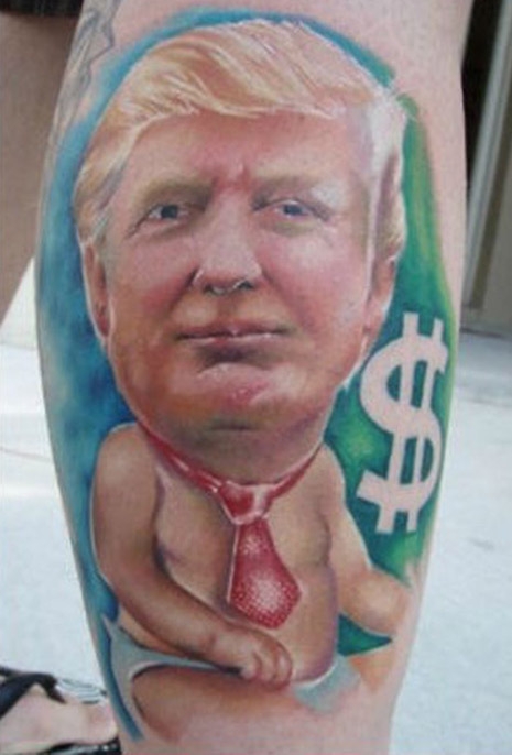 Donald Trump in diapers tattoo