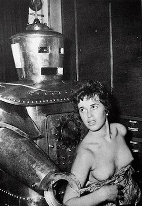 Robot and topless woman, 1950s