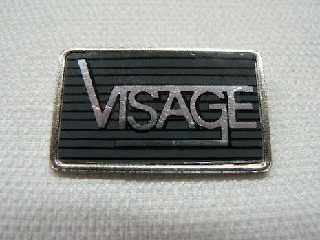 Visage vintage clubman style enamel pin, late 70s, early 80s