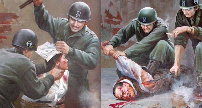 Grisly vintage North Korean anti-American propaganda art