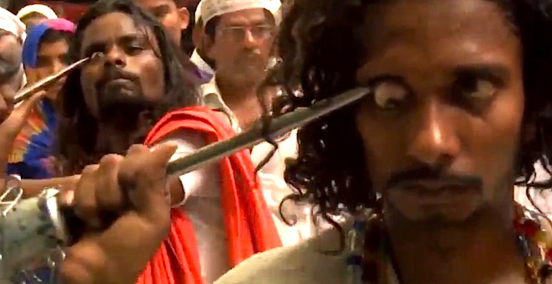 Eye-popping: Sufi holy men stick knives in their eyes