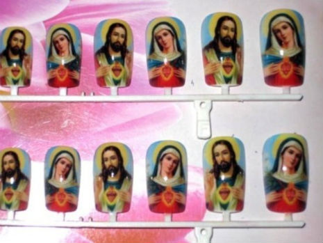 Virgin Mary and Jesus press-on nails