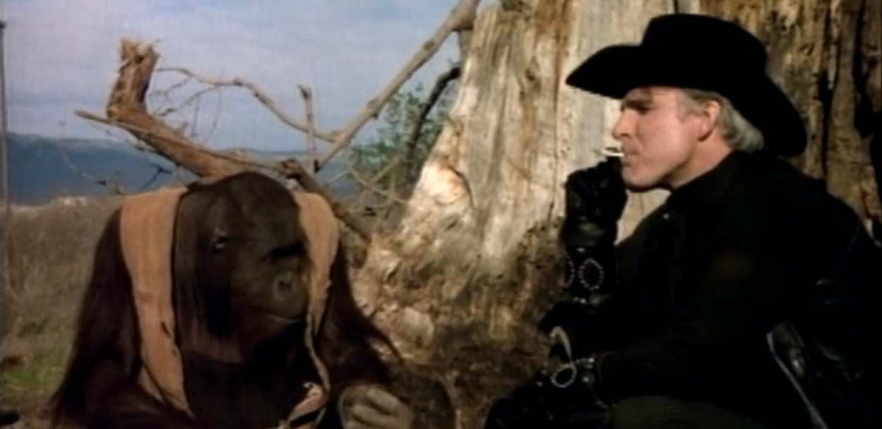 Steve Martin and a cast of monkeys act out a gunfighter ballad
