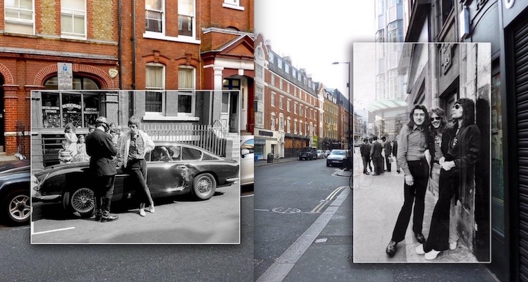 They Were There: Composite photos of Queen, Jagger, Beatles and Floyd on London streets then and now