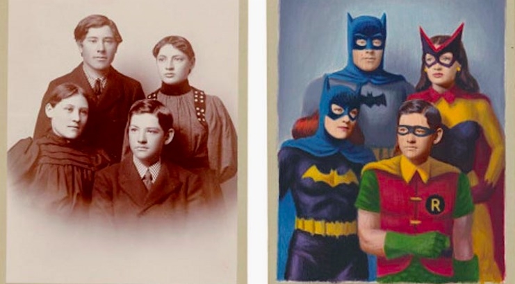 Artist gives old photographs a superhero makeover