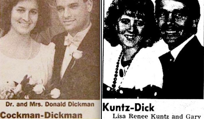 Golden-Showers, Wang-Holder, and Dick-Kuntz: Amusing wedding name combinations
