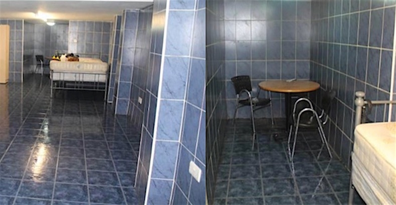Fully tiled apartment that looks like a drained swimming pool for rent in London
