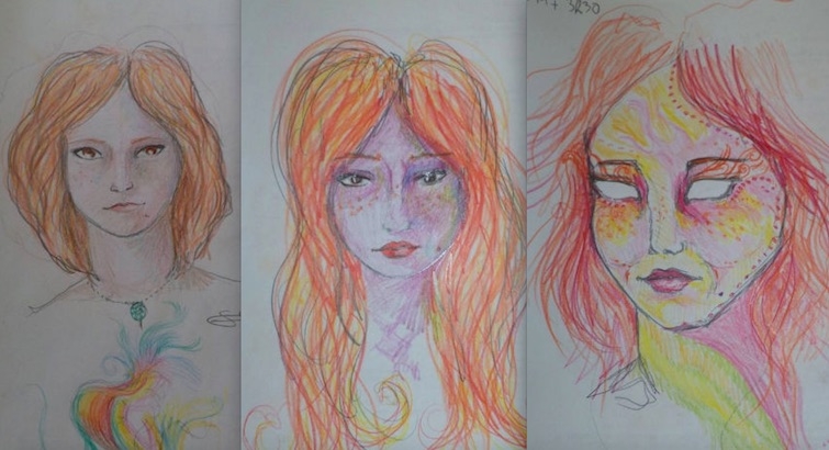 Woman draws self-portraits during LSD trip