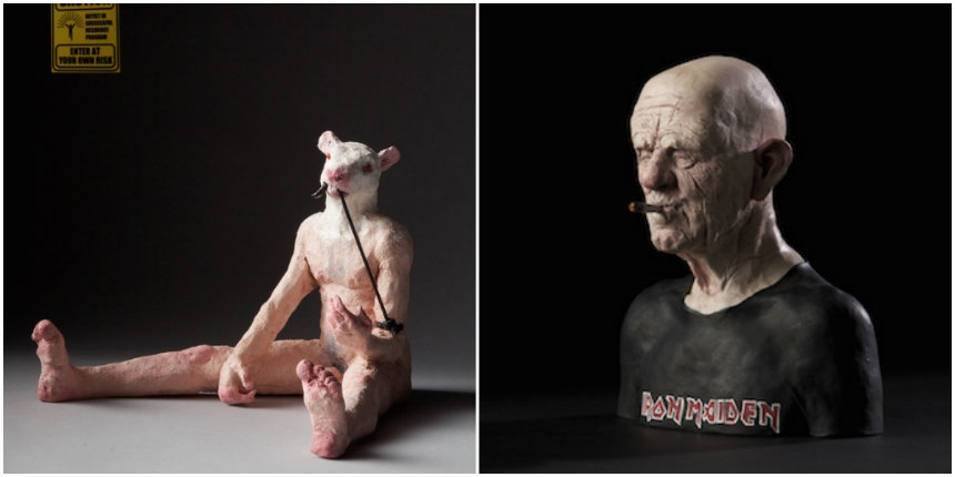Unsettling sculptures convey the aftermath of confrontation and other iffy exploits