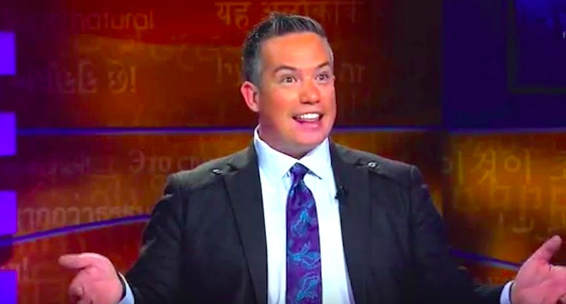 Glitter-covered televangelist Joshua Mills explains how he got covered in glitter. By God.