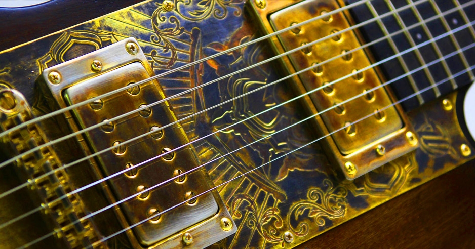 Steampunk style guitar effect produces vibrato with fire—for only $6000