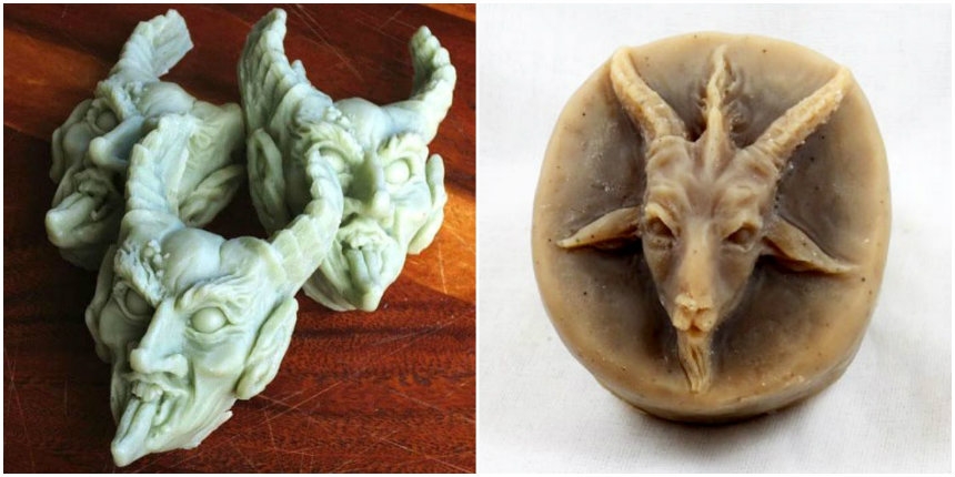 Awesomely evil-looking soaps that really tie the bathroom together!