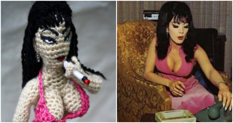 Topless crocheted finger puppets of Tura Satana, Wendy O. Williams, Siouxsie Sioux & other bad girls