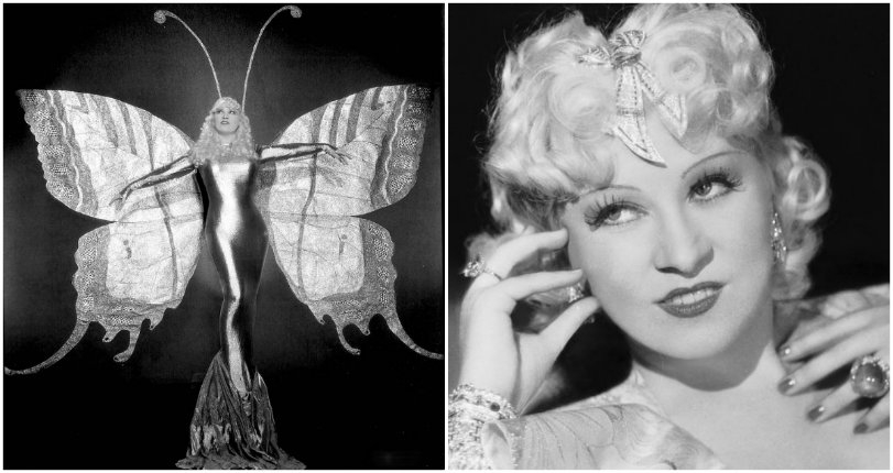 Photos of Mae West sporting bat wings, spider legs, butterfly wings & more!
