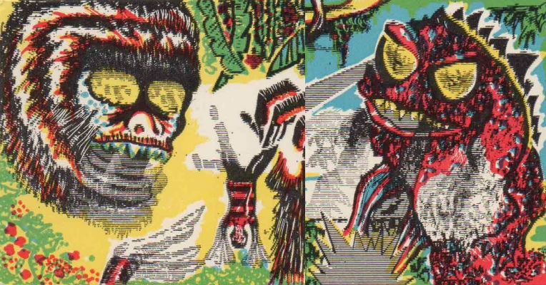 Monster Magic Action trading cards from the 1960s are crude, colorful masterpieces