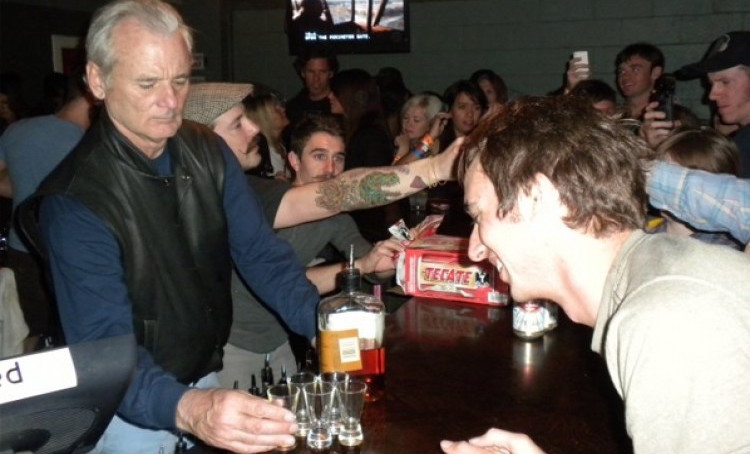 Bill Murray is tending bar this weekend at his son’s bar in Brooklyn