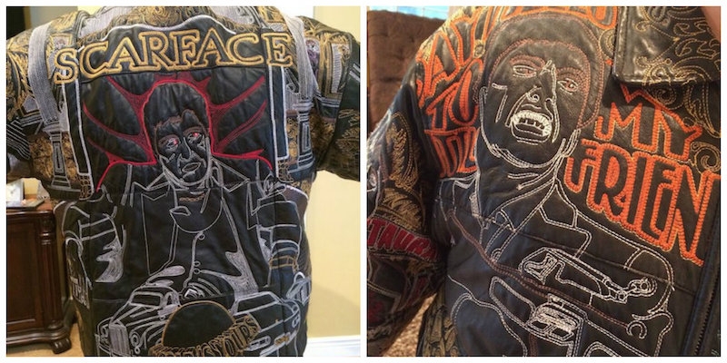 ‘What da fuck?’ Vintage leather jackets embroidered with images and quotes from ‘Scarface’