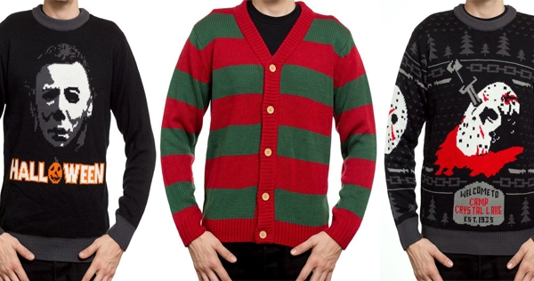 Slasher movie sweaters and cardigans just in time for the holidays!