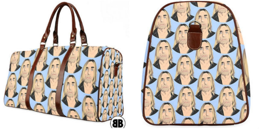 Inexplicable travel bag featuring Iggy Pop
