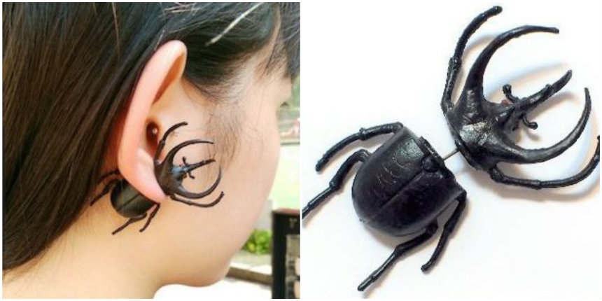 Just in time for the holidays: A HUGE realistic-looking beetle earring!