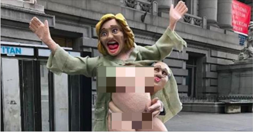 Artist erects naked Hillary Clinton statue in NYC; fight erupts