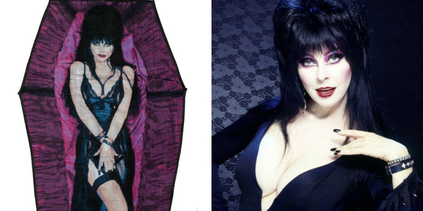 Things you don’t need, but f*ck it: A coffin-shaped Elvira beach towel