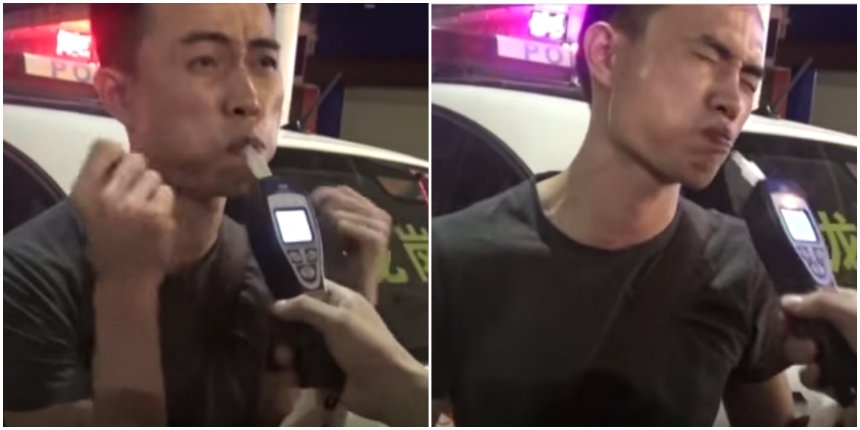 Amusing police video of a drunk dude trying to fool a breathalyzer